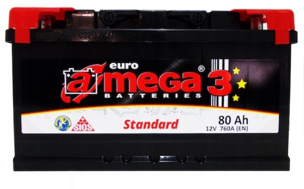 Аккумулятор автомобильный A-mega Standart 80Ah 760A